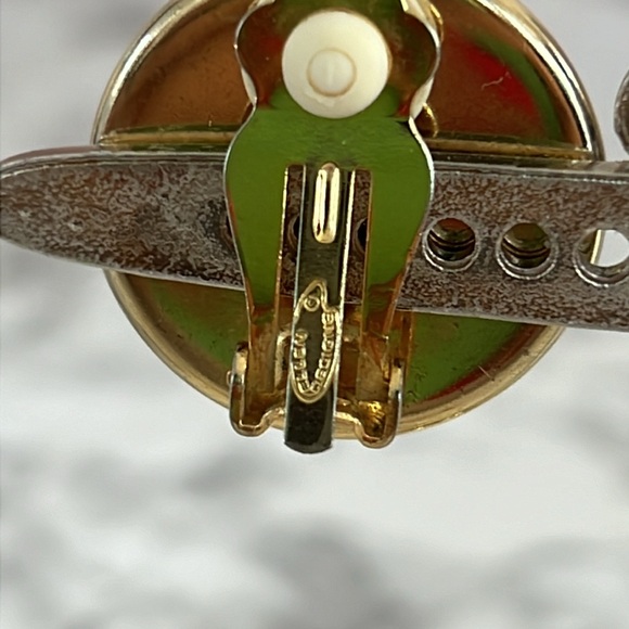 Ellen Designs red gold round clip On earrings - Picture 3 of 5